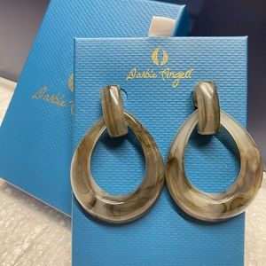 New Darbie Angell Tortoise Look Acrylic Teardrop Dangle Earrings